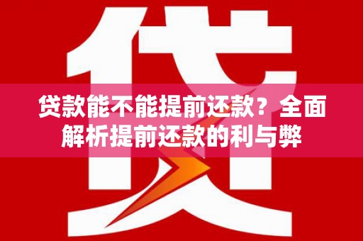 漾濞贷款能不能提前还款？全面解析提前还款的利与弊