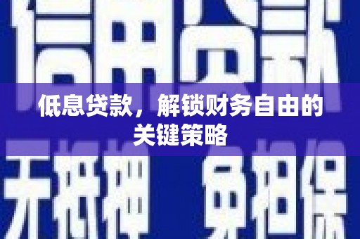 漾濞低息贷款，解锁财务自由的关键策略