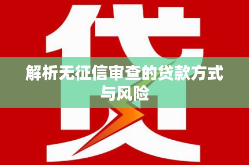 漾濞解析无征信审查的贷款方式与风险
