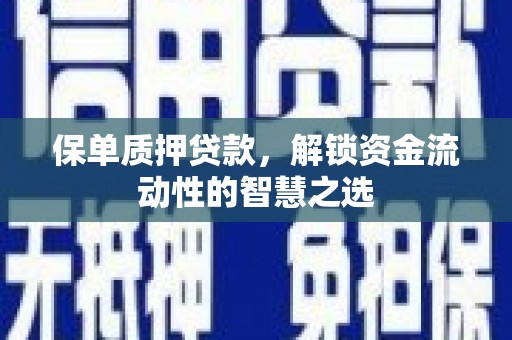 漾濞保单质押贷款，解锁资金流动性的智慧之选
